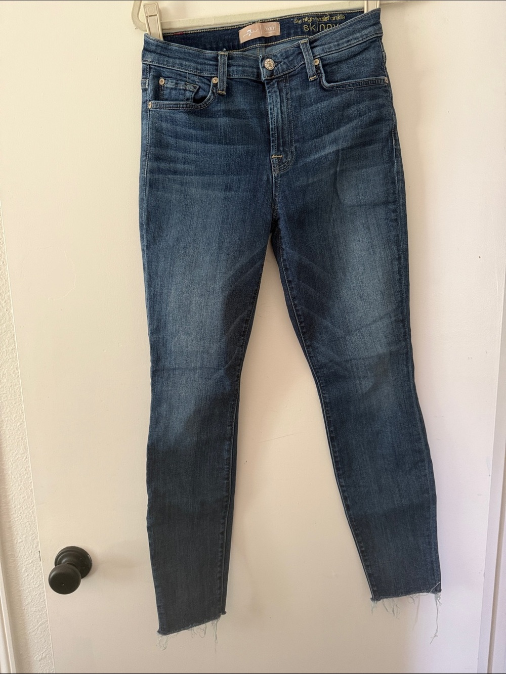 7 For All Mankind Women's High Waist Ankle Skinny Jeans - Dark Blue